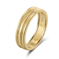 S925 sterling silver chain link ring in golden finish with three groove design for men - NMR08-Triple Groove Gold Ring-Size 11