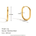 Tabella taglie per orecchini a U in acciaio inossidabile placcati oro 18K da 16,8 mm - 2.0*17mm-Oro