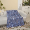 Blue flannel glow-in-the-dark blanket with ocean patterns like sharks and octopuses - Shark / 100*150cm