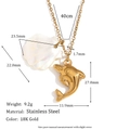 18K gold plated stainless steel necklace featuring dolphin and seashell charm pendants - Jumping Dolphin Style (Style 7-Gold)