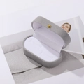 Gray flocked jewelry gift box for rings and small accessories with white inner lining - Gray Flocked Earring Box