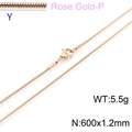 Minimalist 18k rose gold plated stainless steel snake chain necklace with lobster clasp - Rose Gold 1.2mm Snake Chain (KN203737-Z)
