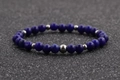 Blue tiger eye and silver bead 6mm elastic bracelet with natural stone texture - 6MM Lapis Lazuli
