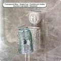 Wall-mounted electric toothbrush holder with translucent blue cup and bow-knot suction cup - 1 Cup (Blue) + Bowknot