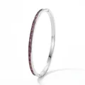 Silver bangle bracelet with square cut purple zirconia stones and hinge closure - Silver Purple Zirconia Style (SAP950)
