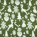 Deep green lamb wool fabric with white Christmas Santa and reindeer plush patterns - 0.5*1.65 Meters / Santa Claus Green