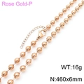6mm rose gold stainless steel bead chain necklace with lobster clasp and extension - 6mm Necklace / Rose Gold