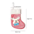 Christmas stocking with reindeer doll and white faux fur trim on a red knit base - Candy Color Reindeer