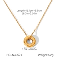 Detail of 18K gold stainless steel star pendant necklace with size measurements - Round Inlaid Zirconia Style (HC-N40571)