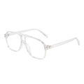 Transparent aviator oversized eyeglasses frame with gold hinge accents for men and women - Transparent Frame Clear Lens