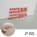 Macro detail of JT-021 toenail stickers with gold foil and white shell sequins - Pink Gold Foil Pearl Decor (JT-021)