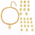 Bracciale a catena cubana placcato oro con ciondolo ottagonale in zirconia e 26 lettere iniziali - Oro 14K - Lettera A