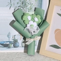 Handmade crochet puff flower bouquet in green packaging with LOVE IS ETERNAL ribbon - Green