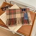 Classic British plaid scarf in beige and red blend fabric with elegant fringe edges - 2# Green Red Plaid