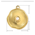 Detail showing a 22mm gold stainless steel round pendant with central white ABS pearl - Gold Radiant Pearl (YE180)