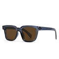 Square dark blue translucent sunglasses for women with brown lenses and stud details - Blue Frame Tea Lens