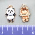 Cartoon panda enamel alloy pendant in black and white with gold metal finish and ruler - Standing Panda