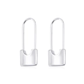 Orecchini minimalisti a lucchetto in argento S925 lucido con design a graffetta - Argento (Stile Lucchetto)