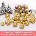 Set di 37 palline di Natale oro perlato in dimensioni da 4cm a 8cm per l'albero di Natale - Set da 37 / Oro Perlescente