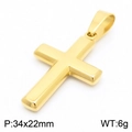 Polished gold stainless steel cross pendant necklace, 34x22mm minimalist jewelry design - Style B (KP130586-HR)