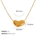 Collar con colgante de corazón en acero inoxidable dorado y dimensiones detalladas - Dorado
