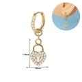 Gold heart lock huggie earrings with cubic zirconia pavé and 17.8mm pendant size - Heart Lock