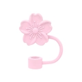 Pink sakura flower silicone straw cover cap for 10mm tumbler straws in pink finish - Peach Blossom Sand Pink
