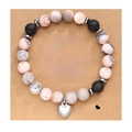 Natural stone friendship bracelet with Unbiological Sister card on kraft background - Pink Zebra + Lava Rock + Heart + Card