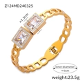 British vintage 18K gold-plated titanium bangle with emerald cut crystals and micro-pave - Gold Bangle (Z124)
