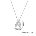 Silver micro-paved zircon letter A pendant necklace with 20mm height and 17mm width - Letter A / Steel