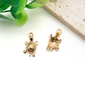 Golden turtle charms in zinc alloy showing front and back views for DIY jewelry making - Sea Turtle 12x22