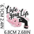 Detailed size view of Live YOUR Life embroidered patch with flower and hand design - Live YOUR LIFE