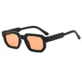 Retro square sunglasses with thick black frame and transparent orange lenses, model C5 - Black Frame Red Lens
