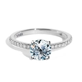 Classic S925 sterling silver ring with a round pink solitaire moissanite in six-prong setting - US Size 5 / HK Size 11 / 1 Carat (White Moissanite)