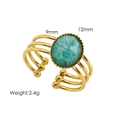 Details des 2,4g Goldrings mit 12x9mm grünem Edelstein und dreifachem Band-Design - Amazonit (Hellblau)
