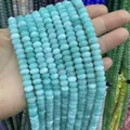 Natural light blue translucent abacus beads for handmade jewelry and DIY bracelets - Treated Amazonite / 5*8mm (approx. 73 pcs/strand)