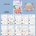 A Happy Day kids watercolor book with built-in paint palette and 10 cartoon coloring pages - A Happy Day