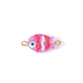 Handmade purple glass fish pendant with colorful stripes for DIY jewelry making - Gold Striped Purple (Double Hole 6#)