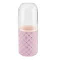 Roze gewatteerde PU-leren make-up borstelhouder met helder diamantvormig deksel - Ruitpatroon Stijl / Roze