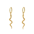 Elegant gold snake-shaped S925 sterling silver hoop earrings with clear 925 hallmarks - Style G Long Drop 2 (Yellow Gold)