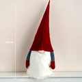Gnomo de Navidad rojo de fieltro con barba blanca larga, tamaño de 68cm altura - 68cm x 30cm / Gnomo de sombrero largo rojo-68cm
