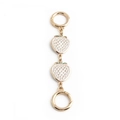 Golden handbag strap extender featuring white enamel strawberry charms and spring ring clasps - White Strawberry Shape