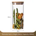 850ml airtight glass jar with bamboo lid for food storage, size 8x20cm with dried vegetables - 850ml / Replacement Bamboo Lid / 8cm*20cm