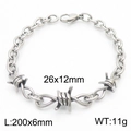 Silver thorn knotted link bracelet in stainless steel for men and women - Triple Section Barbed Wire Link Bracelet (KB181216-Z)