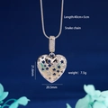 Collana a cuore argentata con stella traforata e zirconi bianchi su catena snake - Cuore a stella cava d'argento