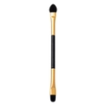 Double-ended makeup brush with black sponge tip, flat bristles and golden ferrule - Gold Double-Ended (With Packaging)
