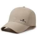 Beige breathable quick-dry baseball cap for men featuring a black sports logo - Khaki
