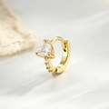 Light luxury gold earrings featuring a teardrop zircon and pavé crystal circular hoop - Teardrop Zircon Style (A862-4#)