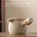 Ceramic teapot in beige with spiral texture and jute rope handle, 950ml capacity - 950ML / Eagle Spout Jar Pot (White) / 21.5cmx11cm