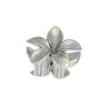 Silver metallic plumeria flower hair claw clip with a glossy finish on white background - 8cm Frangipani - Silver